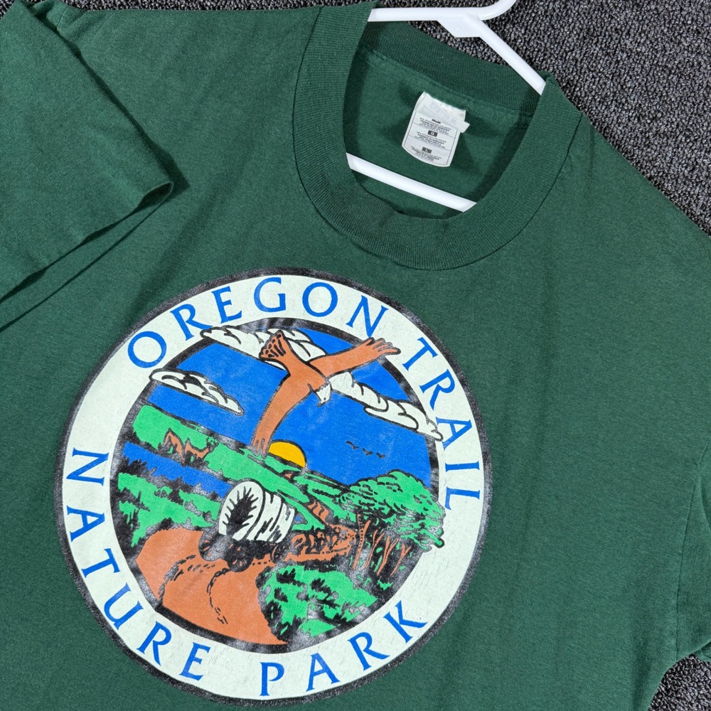 Vintage Oregon Trail Nature Park Single Stitch T Shirt Green Mens L Gorpcore 90s